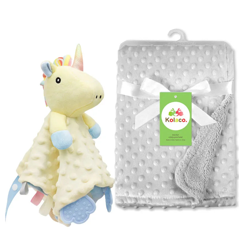 Soft I YAN personalized baby blanket and lovey set with minky dot fabric, perfect for boys and girls, ideal for baby showers