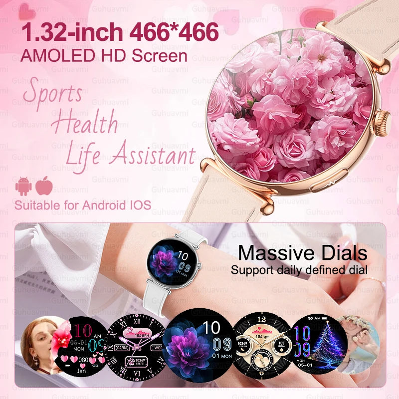 2026 New Women AI Smart Diagnosis Smart Watch HRV+ECG Uric Acid Blood Oxygen Health Monitor IP68 Waterproof Sports Smartwatches