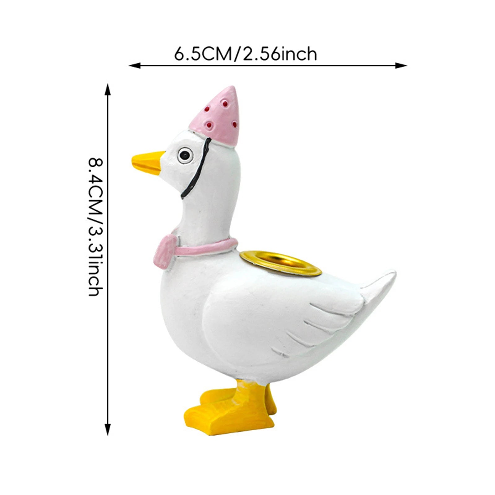 2Pcs Resin Goose Cute Cake Topper Stand Candlestick Cake Candle Holders Birthday Party Supplies for Celebrations Decoration