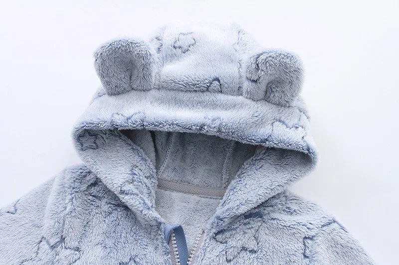 Autumn Winter Newborn Baby overalls Flannel Hooded Kids Baby Girl Rompers 0-1 Years Toddler Boy Jumpsuit Outfits