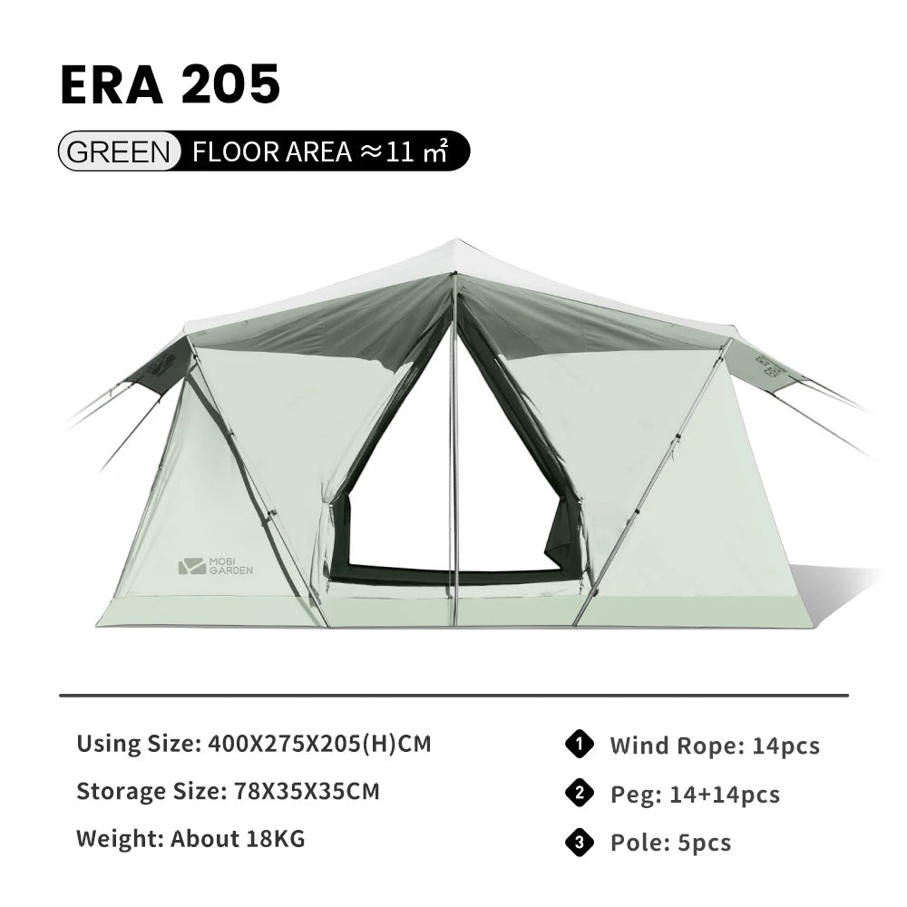 Mobi Garden Camping Era205 Cotton Tent Glamping Wide Space Double Cloth Membrane Waterproof Car Sunscreen Three-seater