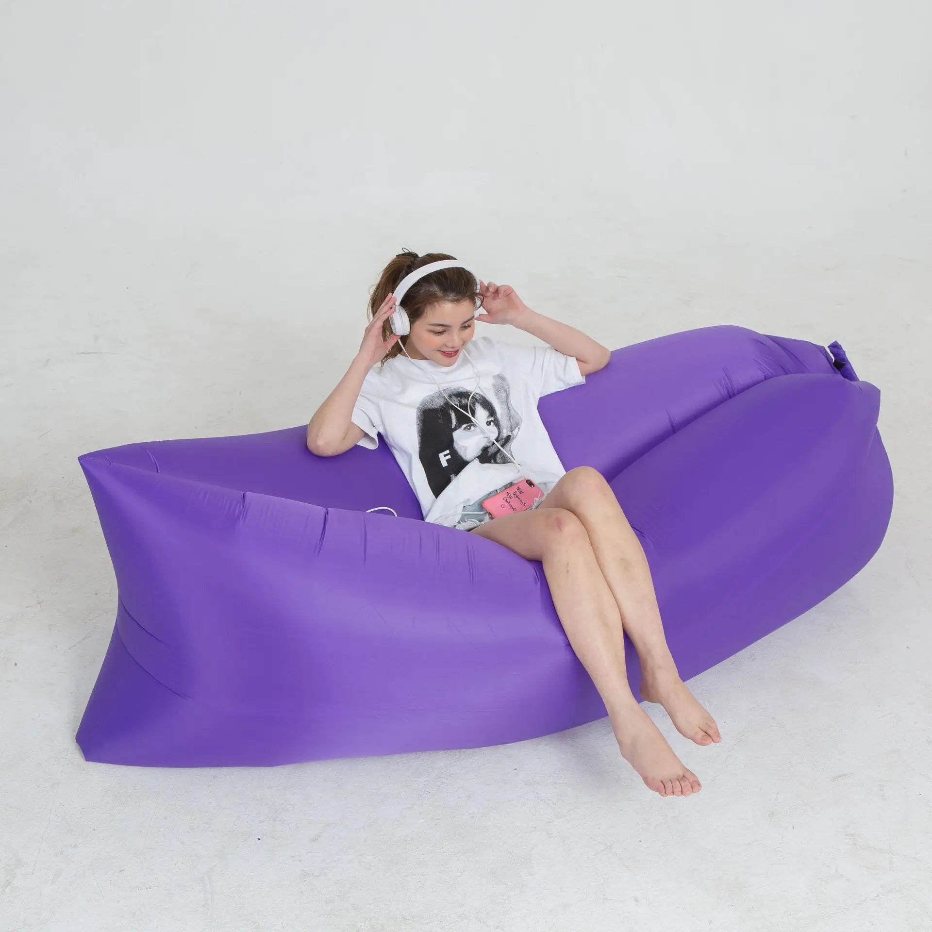 Fast Inflatable Sofa Camping Air Lounger Beach Sleeping Bag Portable Foldable Air Sofa For Travel Picnic Outdoor Lazy Bed Chair