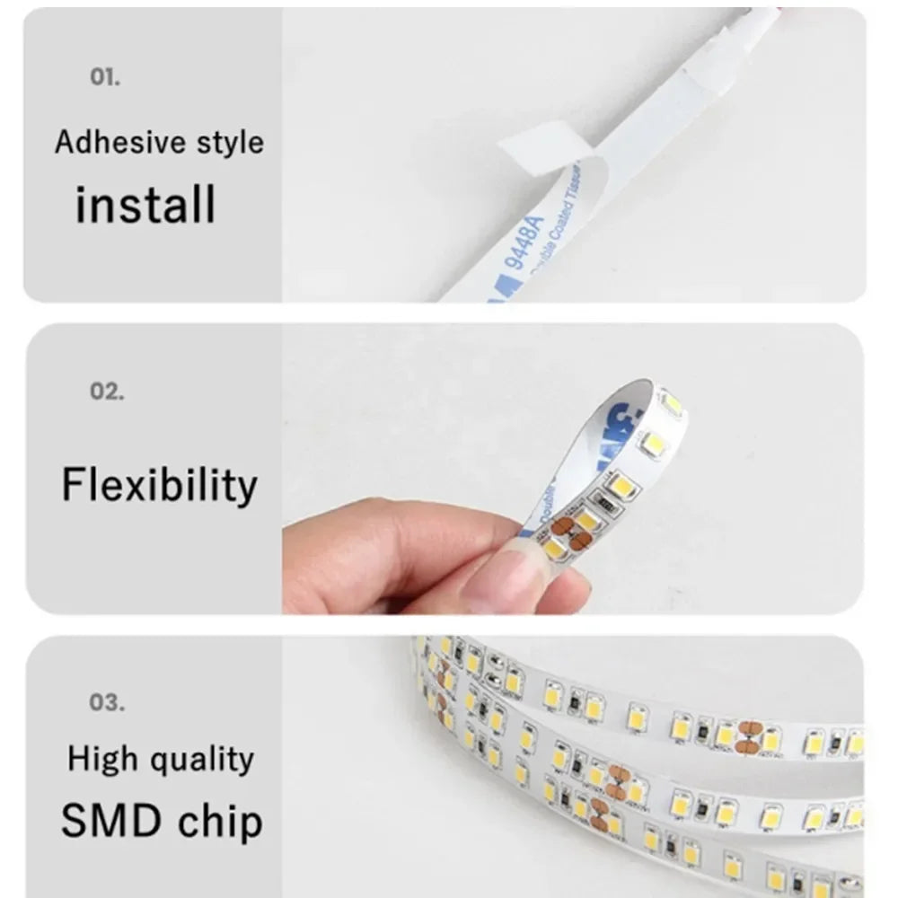 120LEDs/m DC12V 24V Home Lamp Strip 2835 LED Strip Decor Red Ice Blue Green Yellow Pink Flexible And Cuttable 2835 Soft Lamp Bar