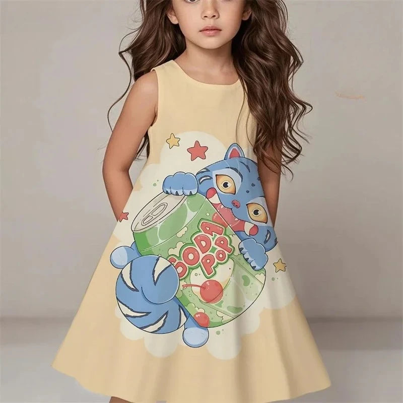 Girls Kpop Demon Hunters Dress 2026 Summer Kids Fashion Casual Sleepwear Beach Sundress