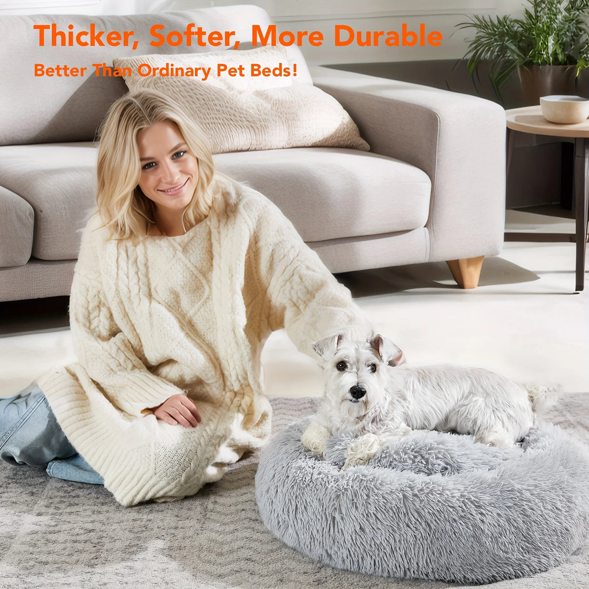 Soft donut washable dog bed for small dogs and cats by I YAN, lightweight, machine-friendly with non-slip base, perfect for cozy naps.