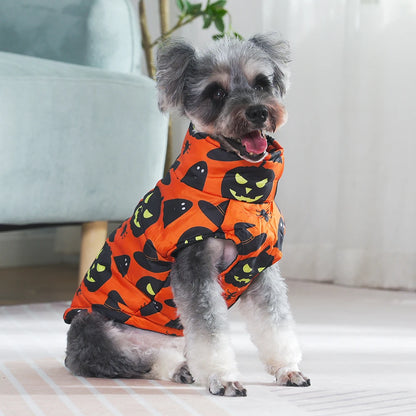 Halloween Pet Dog Costume Winter Warm Clothes For Small Medium Dogs Cat Funny Pumpkin Print Jacket Puppy Vest Coat Festival Gift