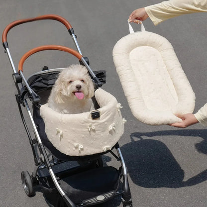 Breathable mesh pet stroller cushion pad by I YAN, providing comfortable support for puppies in dog strollers.