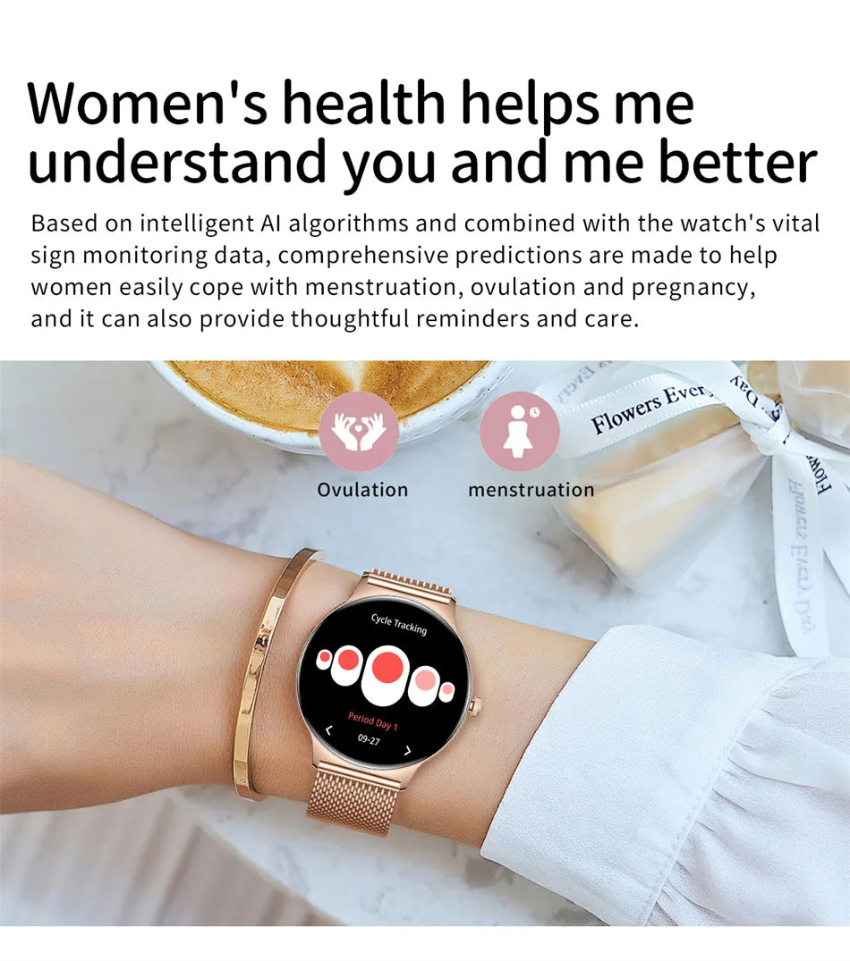 2026 New Ultra Slim AMOLED Smart Watch Women Screen Always Display Time Heart Rate BT Calling High-end Fashion Smartwatch