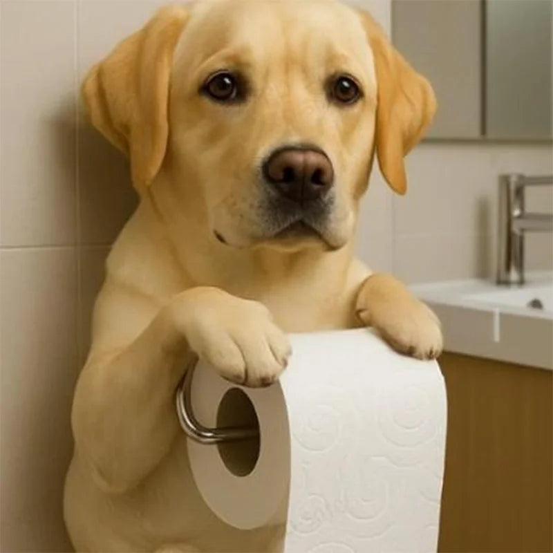 New Crafts Statues Home Decor Cute Dog Tissue Holder Toilet Paper Holder Resin Decorations Pendant