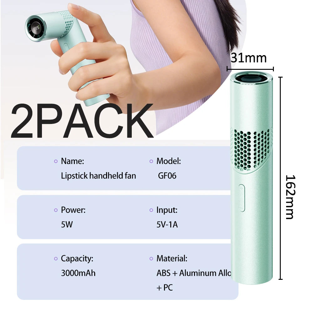 Foldable handheld small fan Outdoor mini high-speed with 199 levels portable USB charging foldable lipstick mini fan