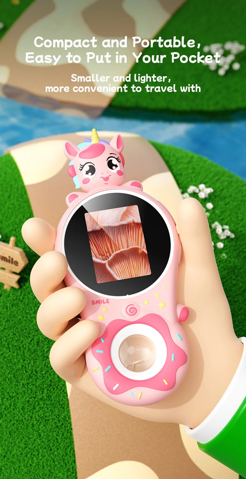 Mini Kids Optical Microscope 500x Magnification 200MP Camera Lens with Photo And Video Function Silicone Cover  Children's Gift