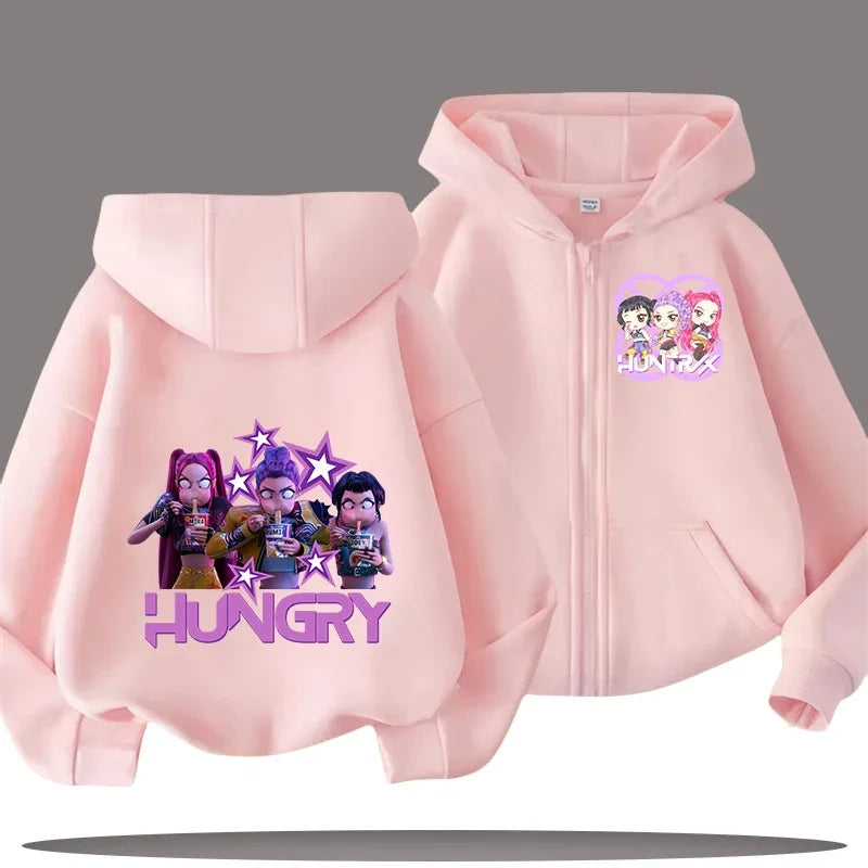2026 Funny Zip Up Sweatshirts Kpop Demon Hunters Hoodie Children Clothes Kid Girl Boy Sweatshirt Zipper Hoody Baby Casual Top