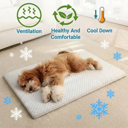 Cooling cat bed with breathable sponge cushion, washable all-season pet nest designed for comfort and relaxation.