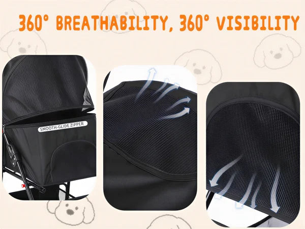 Lightweight Pet Stroller for Small Dogs Foldable 4 Wheel Dog Cat Stroller Portable Travel Pet Pram with Storage Basket