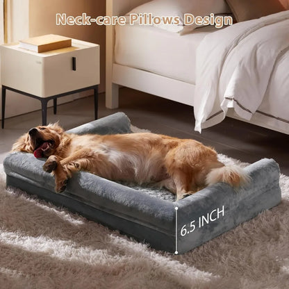 Large orthopedic washable dog bed by I YAN with waterproof sofa design and removable cover for senior dogs' comfortable sleep