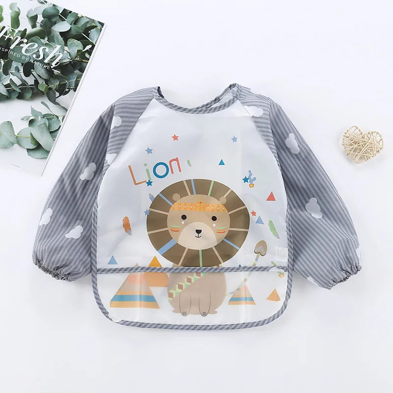 Waterproof Full Sleeve Baby Bibs Children Apron Long Sleeve Feeding Smock Kids Eating Breastplate Infant Scarf Clothing