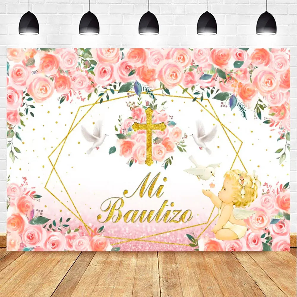 My First Communion Theme God Bless Boy Girls Party Decoration Supplie Grail God Bless Baptism Christening Baby Shower Background