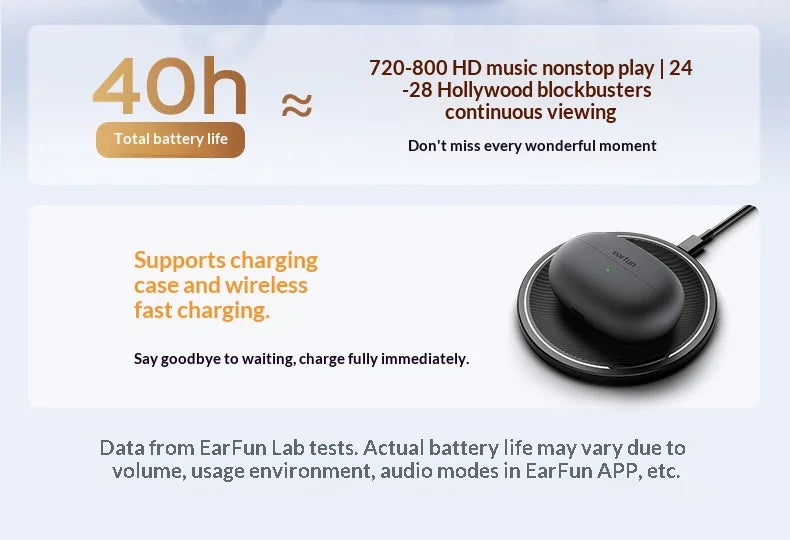 EarFun Clip 2 Open Ear Sport Bluetooth Earphones Hi-Res Sound AI Translation IP55 Waterproof Long Battery Life for Outdoor