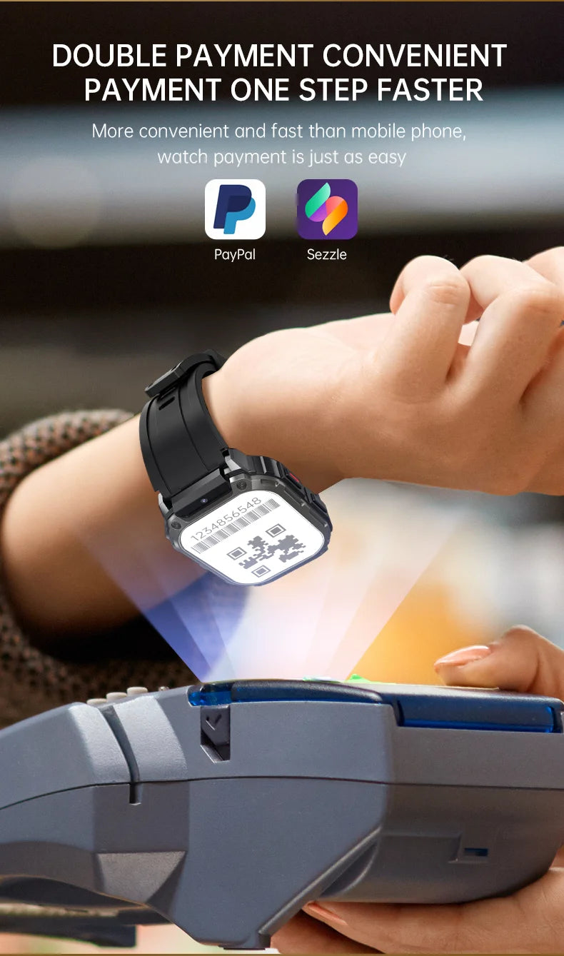 Smart Watch Android 4G SIM Card 1.96inch HD Screen with GPS WIFI Front Camera Video Call Sport Ourdoor for Men Women Kids