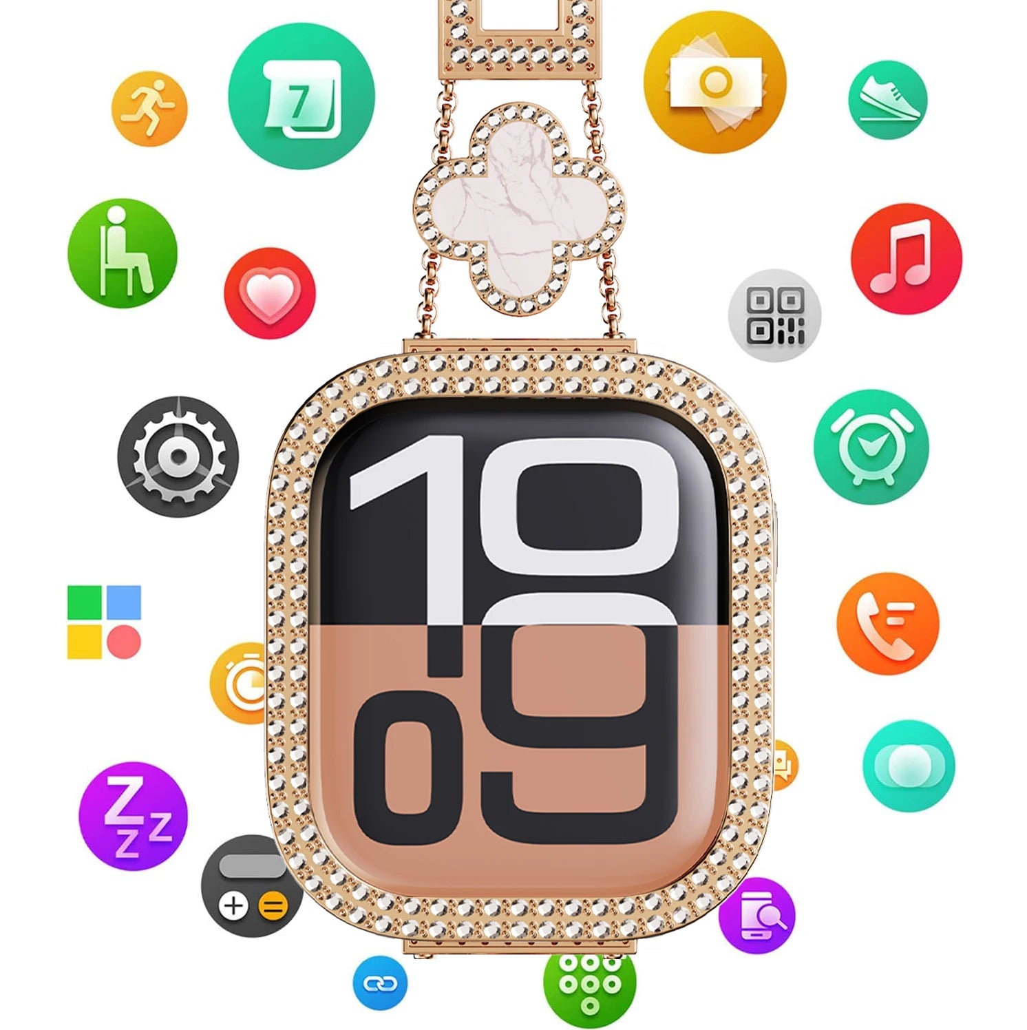 Women's Luxury Rhinestone Smartwatch | 2.04" AMOLED, Bluetooth Calling, Fitness Tracker - I YAN