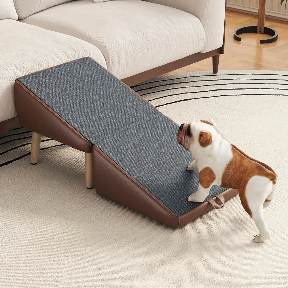 Dog Stairs for Small Dogs and Cats, Dog Ramp for Couch and Bed, Foldable 2-in-1 Wooden Pet Steps for Puppy, Split Ottoman Design