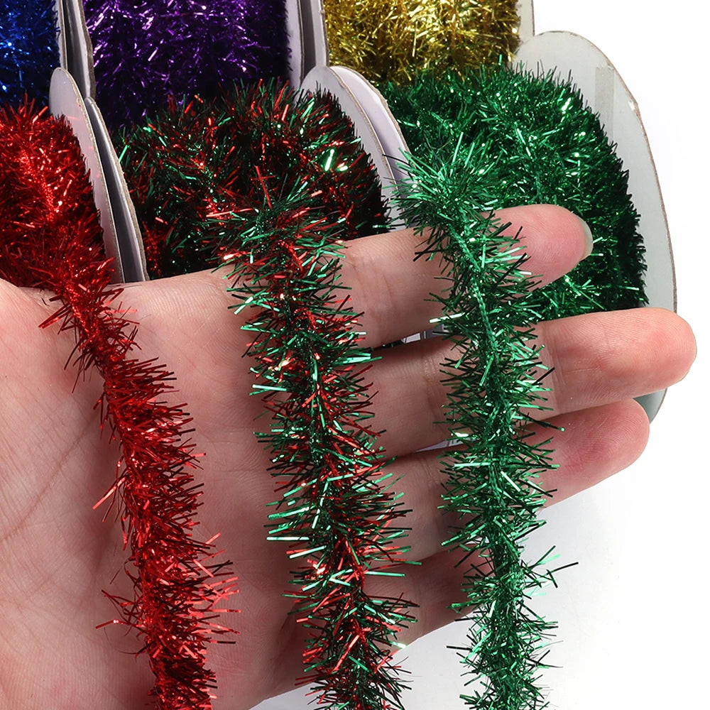 10Yards Christmas Tinsel Ribbon Glitter Colorful Strip Xmas Tree Ornaments Ribbon For DIY Home New Year Christmas Party Decor