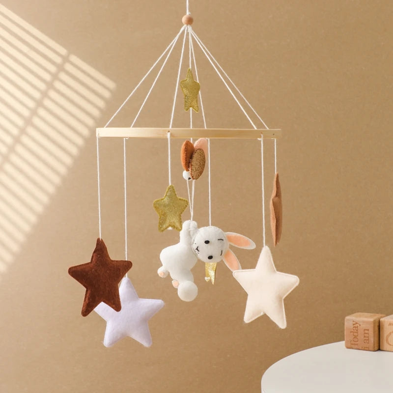 Hot Air Balloon Wooden Baby Crib Mobile – Musical Bed Bell & Rattles for Newborns 0–12M - I YAN