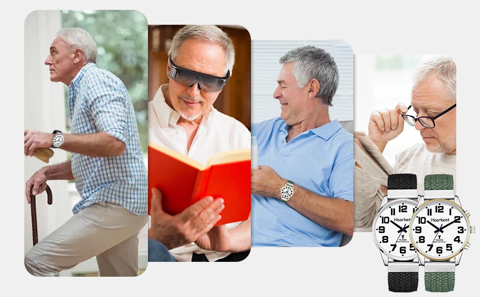 Hearkent English Talking Watch for Blind Men Visually Impaired with Alarm Hourly Chime Wristwatches Clock Big Number for Elderly - I YAN