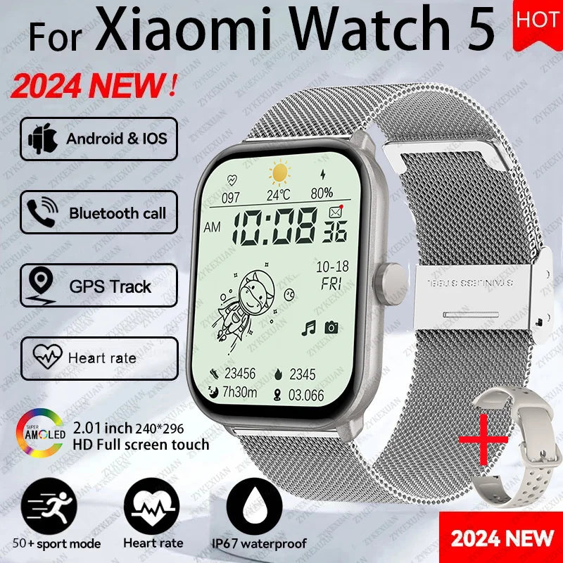 Watch 5 Global Version Men Women AMOLED Screen Always Show Time Heart Rate Bluetooth Call GPS Track Waterproof Sports Smartwatch