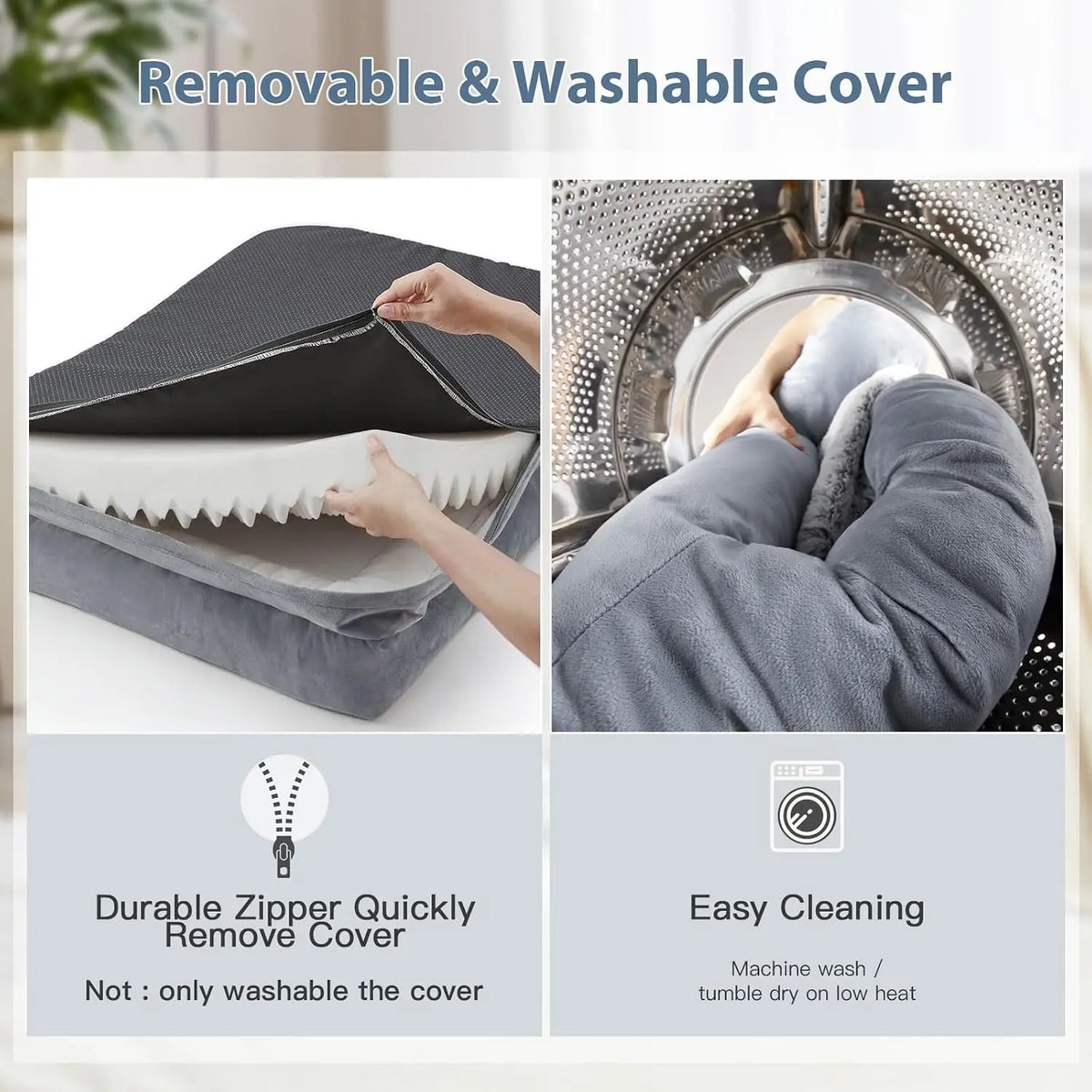 XL I YAN dog bed with waterproof cover, washable orthopedic couch with bolster sides for comfortable pet sleeping.