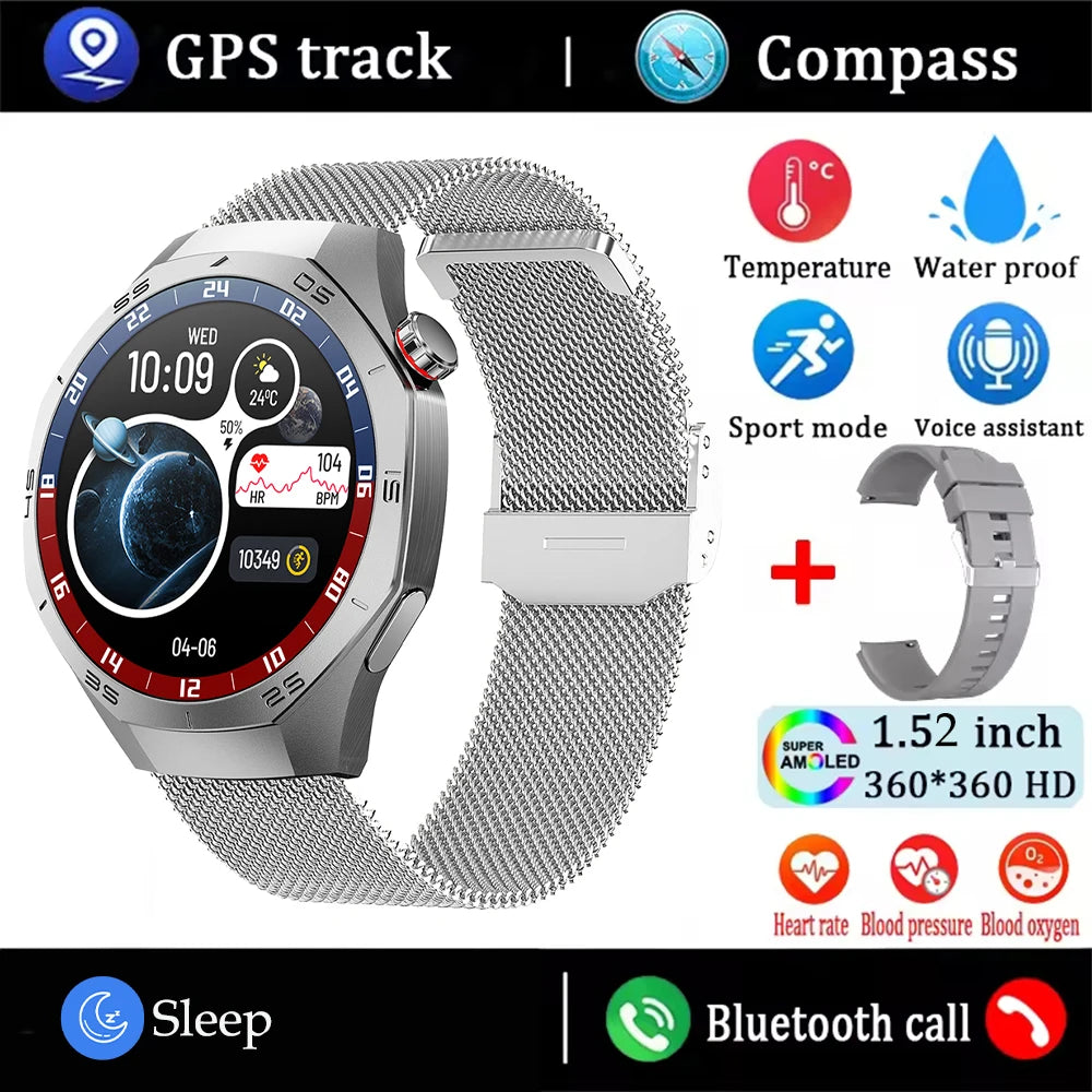Android and ios Smart Watch Men AMOLED Screen GPS Motion trajectory Heart Rate Bluetooth Calls SmartWatch Waterproof