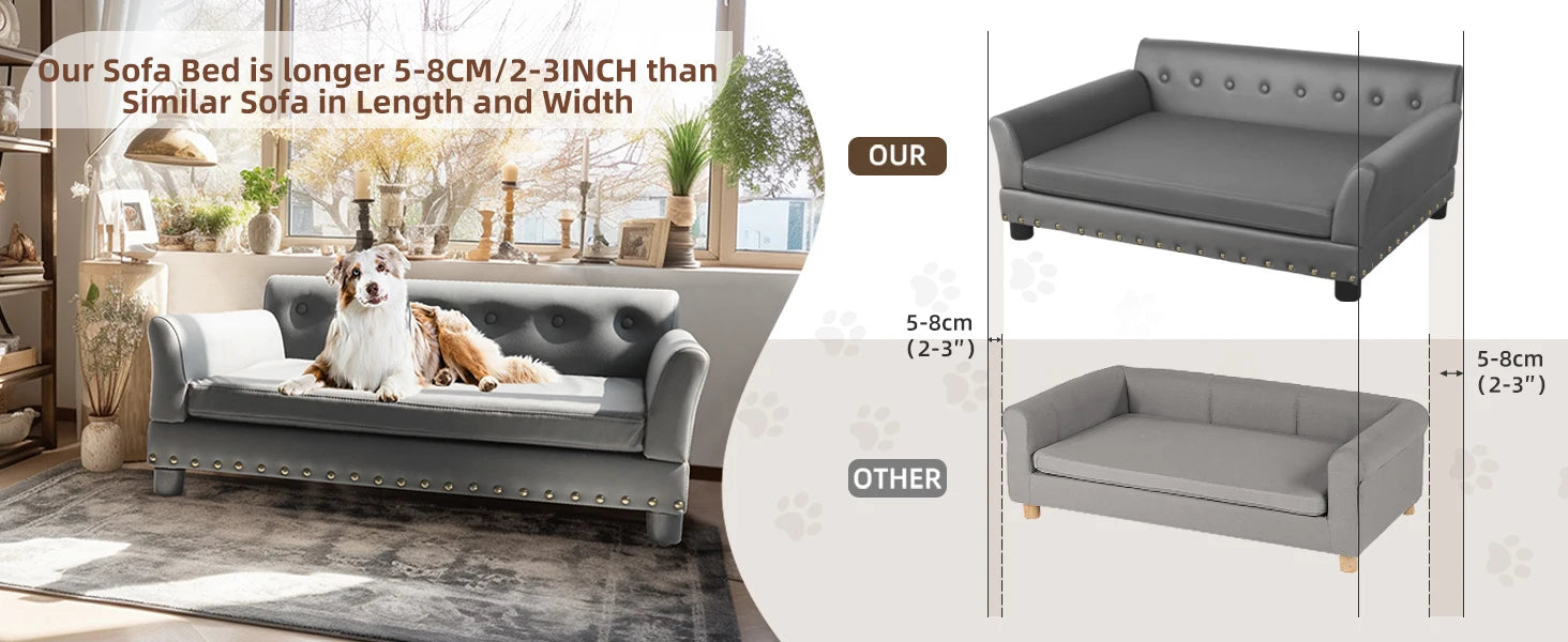 BINGOPAW Rectangle Pet Bed for Medium and Large Dogs, Durable Elevated Dog Sofa Bed, Comfortable Dog Couch, Modern Dog Sofa