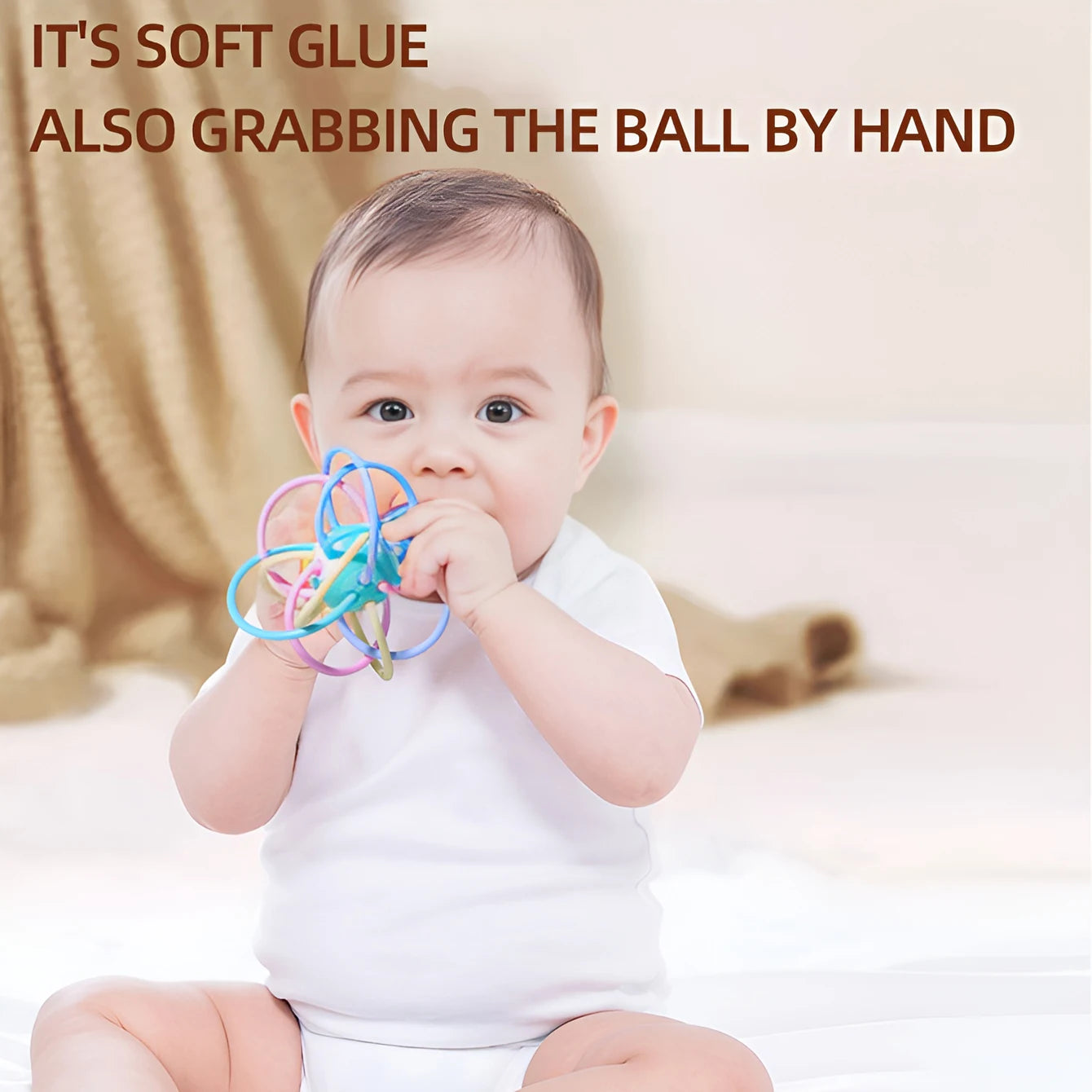 Manhattan Square Teether Ball – Baby Grip & Chew Sensory Toy - I YAN