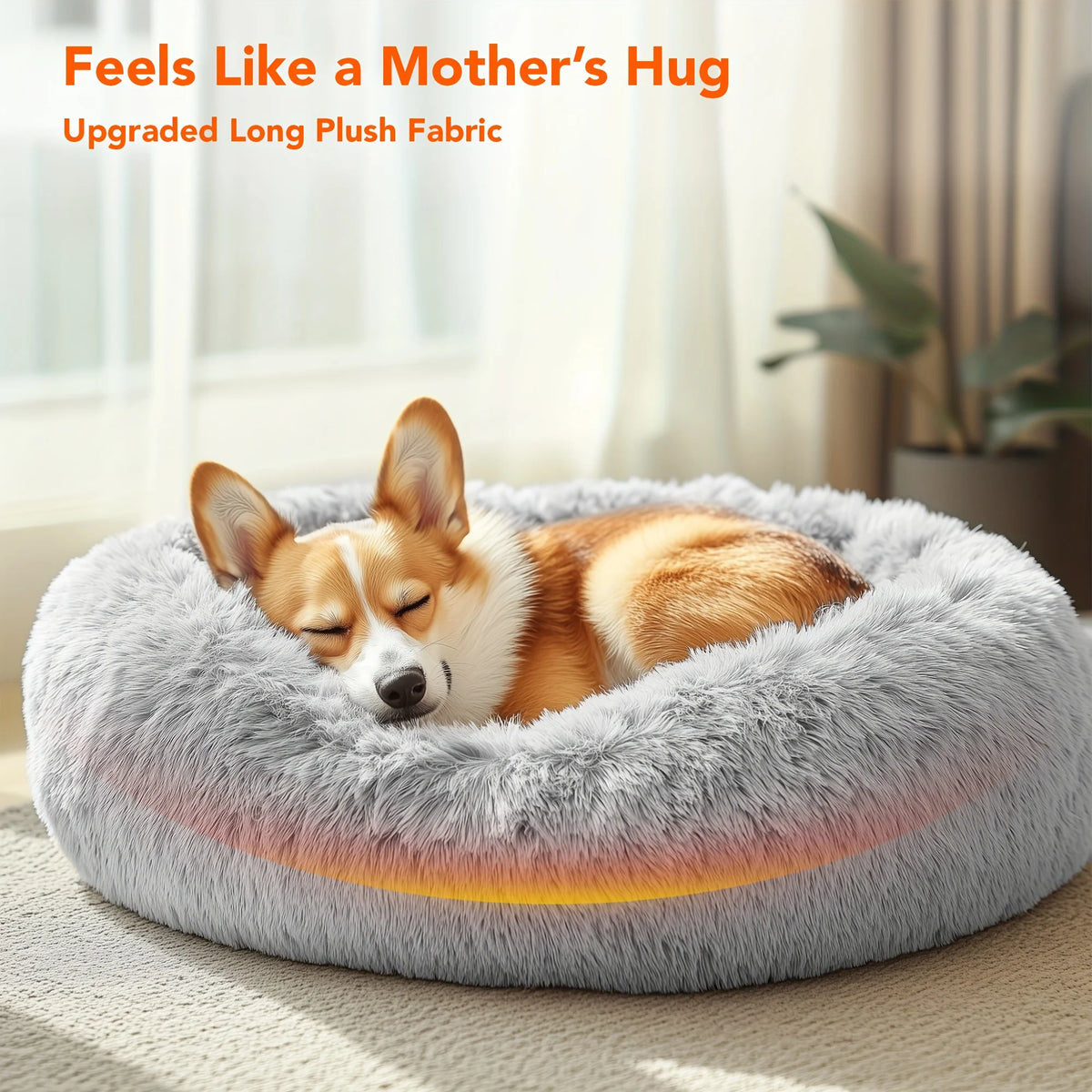 Soft washable donut dog bed by I YAN for small dogs and cats, lightweight with a non-slip base and machine-friendly fabric.