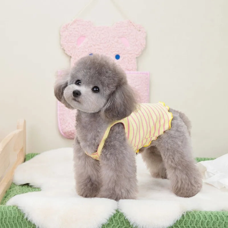 Dog Vest Cooling Summer Puppy Clothes Cute Strawberry Print Floral Dog Tshirt Pet Suspenders Chihuahua Bichon Vests Dog Supplies