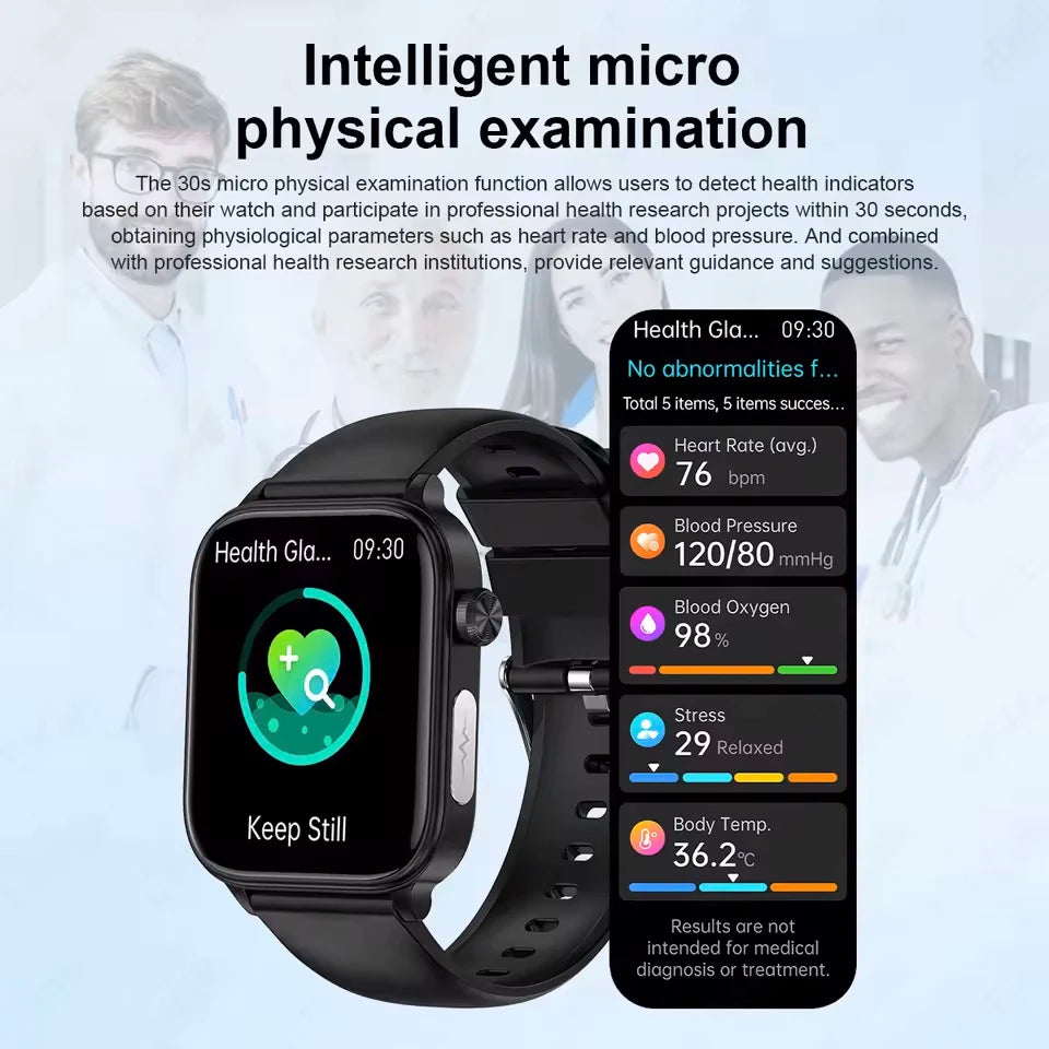 2026 New Blood lipids Uric Acid testing Smart Watch Men ECG+PPG Blood Pressure blood oxygen Bluetooth Call Health smartwatch iOS
