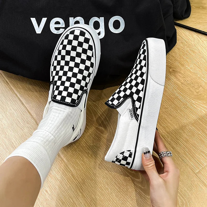 Children Spring Autumn Canvas Shoes Girls One Foot Slip on Shoes Kid Shoes Boys Soft Soled Comfortable Checkerboard Casual Shoes