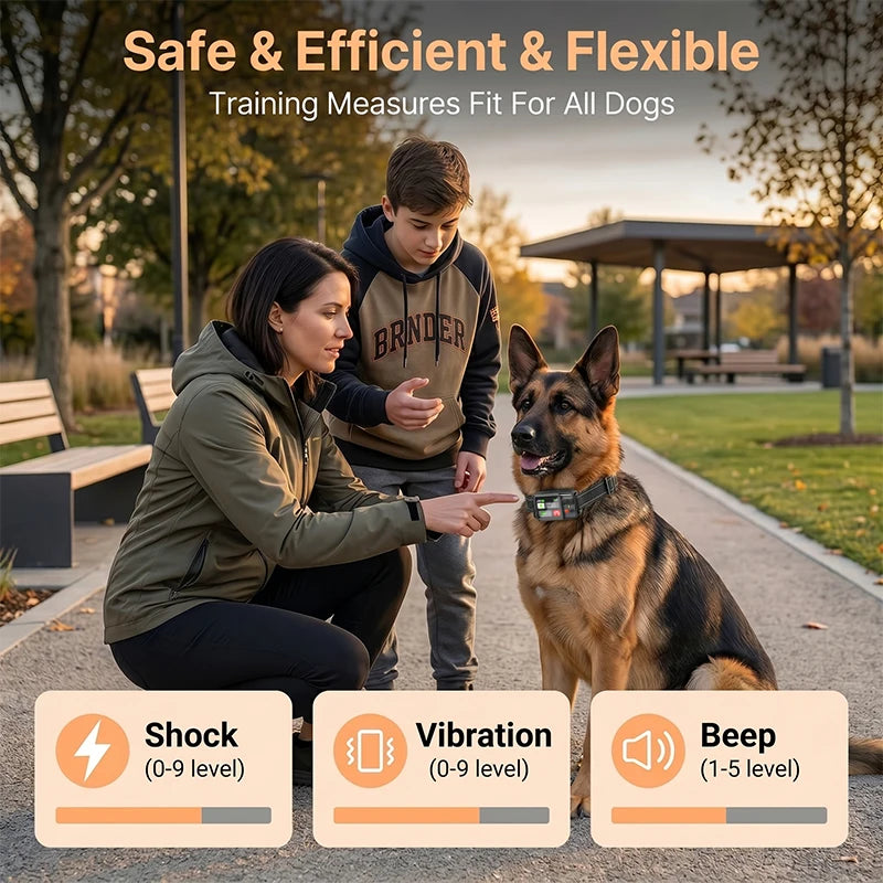 Wireless GPS dog fence system with waterproof electric containment and training collar by I YAN, showing the device and collar in use.