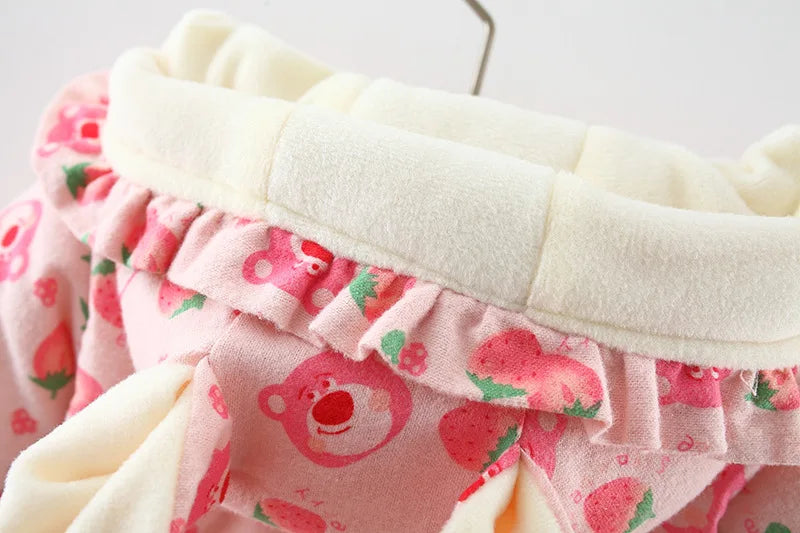 Winter Girls' Cotton Jacket, New Cute Children's Clothing, Solid Color Printed Girls' Cotton Jacket, Rabbit Ear Hooded Bag Gift