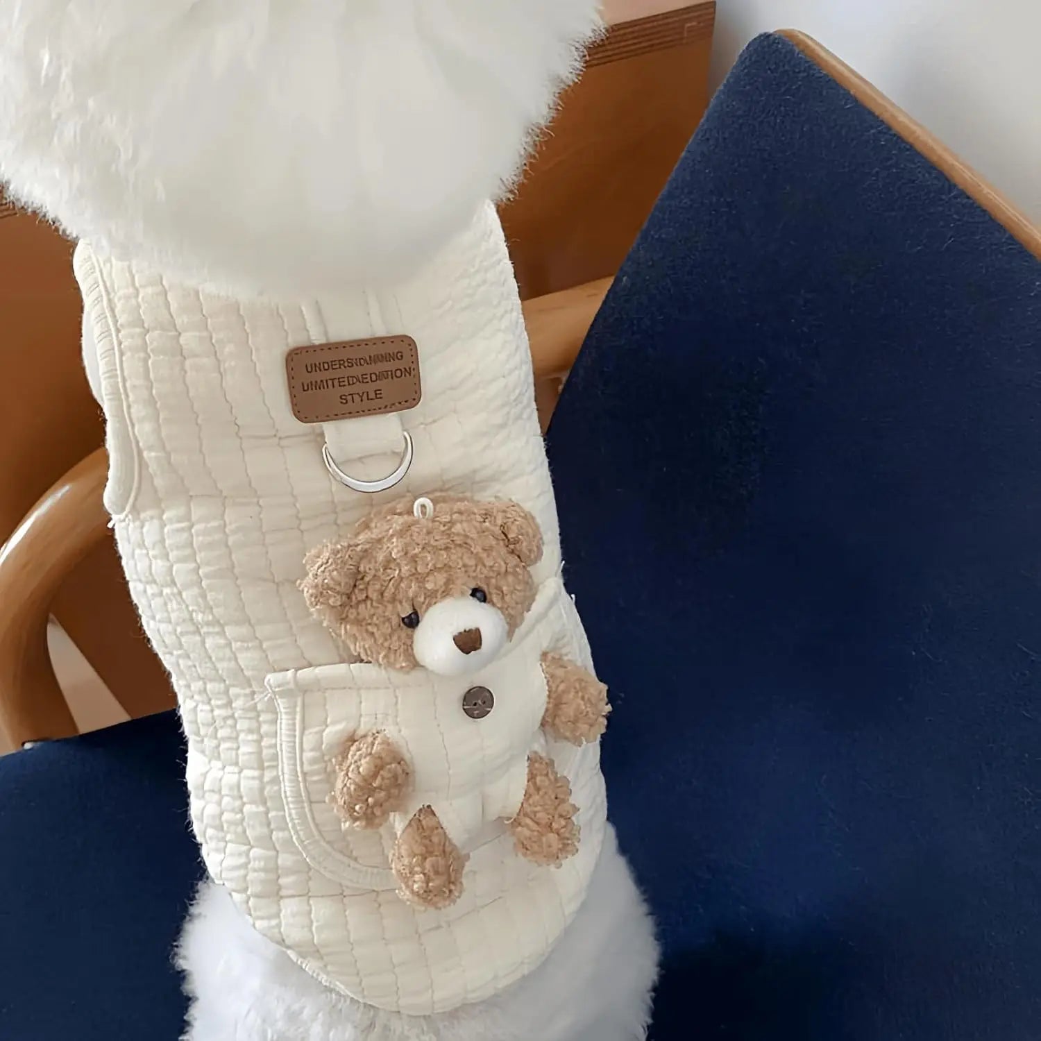 Cute Pet Apparel Plush Bear Pattern Sleeveless Dog Clothes for Small Puppy Kitten Pullover Soft Skin-Friendly