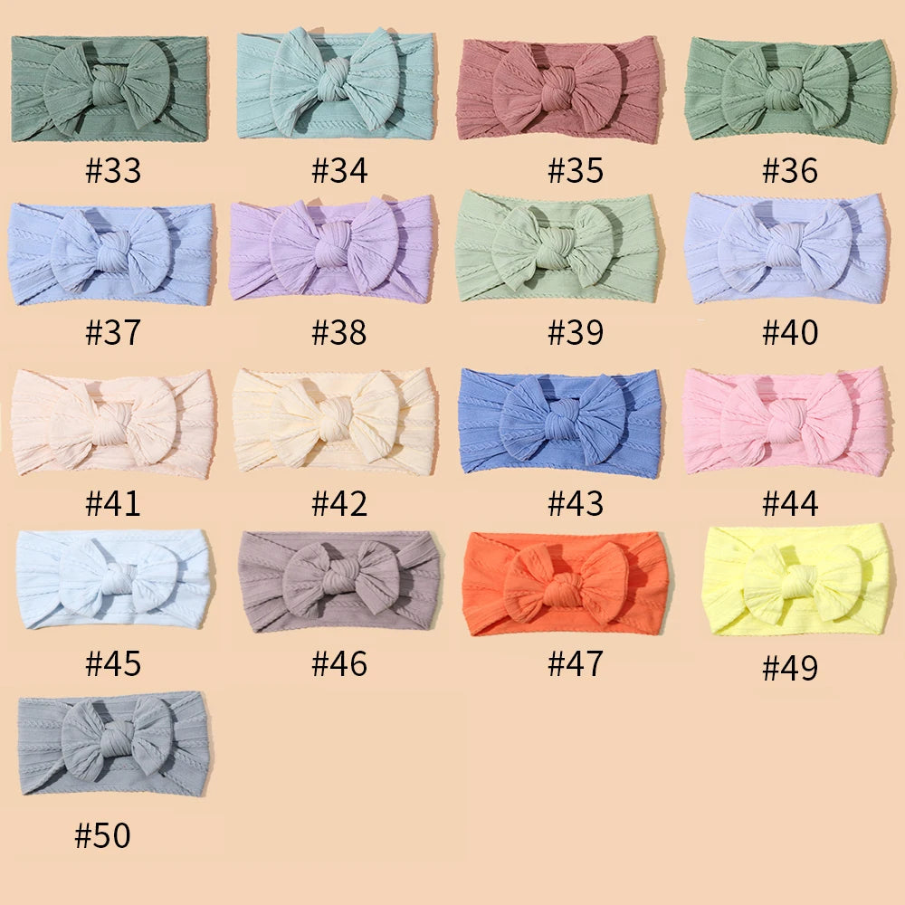 1Pcs Newborn Baby Headband For Girls Elastic Knit Children Turban Baby Bows Soft Nylon Kids Headwear Hair Accessories 32 Colors