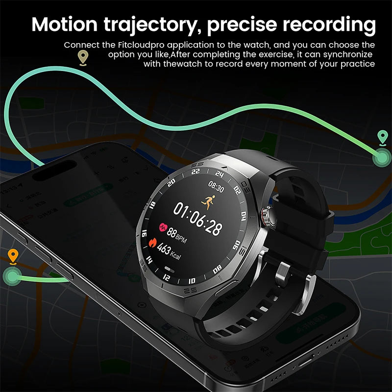 Android and ios Smart Watch Men AMOLED Screen GPS Motion trajectory Heart Rate Bluetooth Calls SmartWatch Waterproof