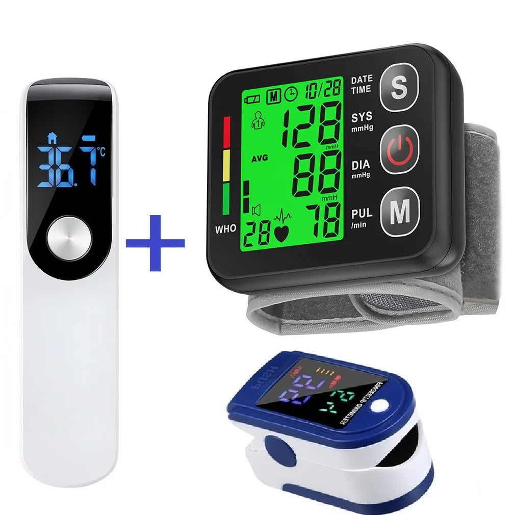 Blood Pressure Digital Wrist Blood Pressure Monitor Medical Upper Automatic Tonometer Meter Pulse Oximeter Forehead thermometer