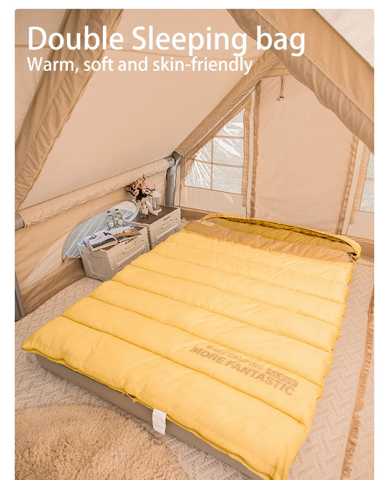 2 Person Camping Sleeping Bag Four Seasons Portable Winter Sleeping Bag for Outdoor Camp Travel Hiking