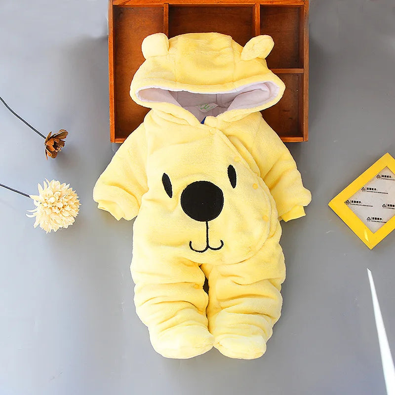 Autumn Winter Baby Boy Rompers Hooded Thick Cotton Newborn Jumpsuit Infant Baby Girl Overalls Toddler New Born Coat