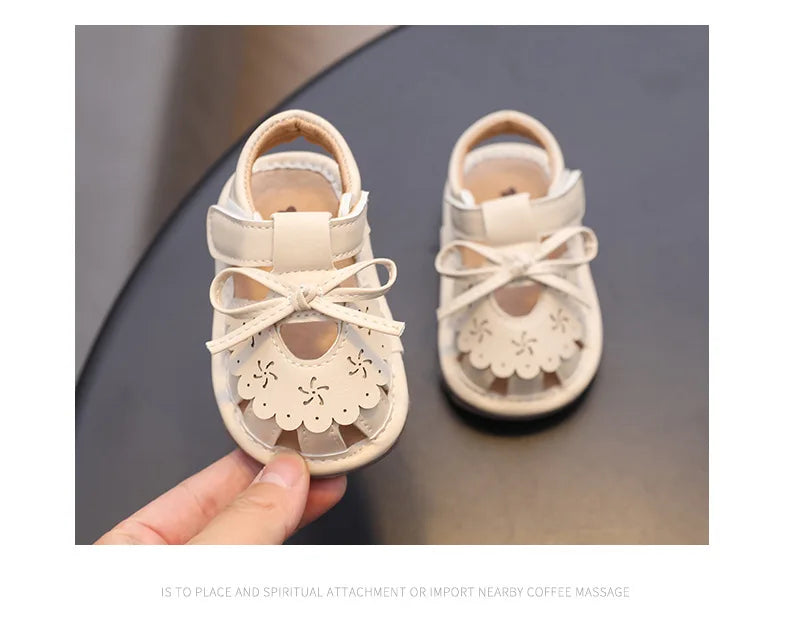 Baby Walking Shoes Package Head Call Sandals Soft Bottom Non-slip Hollow Breathable Casual Shoes 0-2 Years Old Princess Shoes
