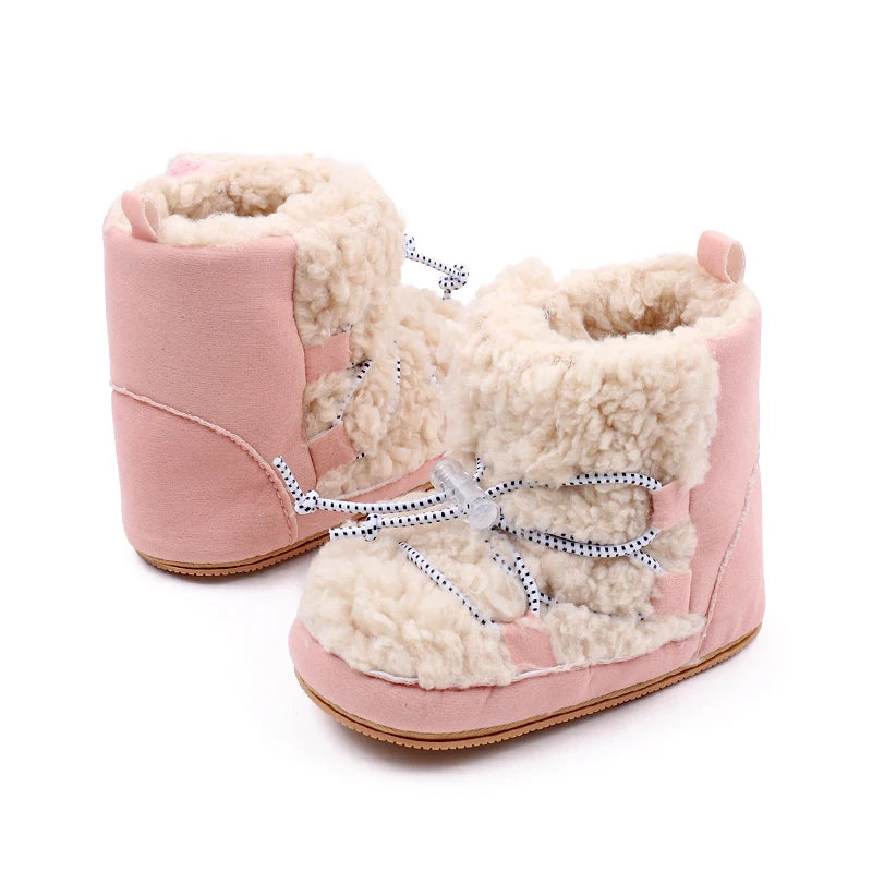 Winter Cute Baby Girls Boys Snow Booties Fashion Design High Quality Non-slip Casual Shoes Coral Velvet Prewalker Shoes BMB3119