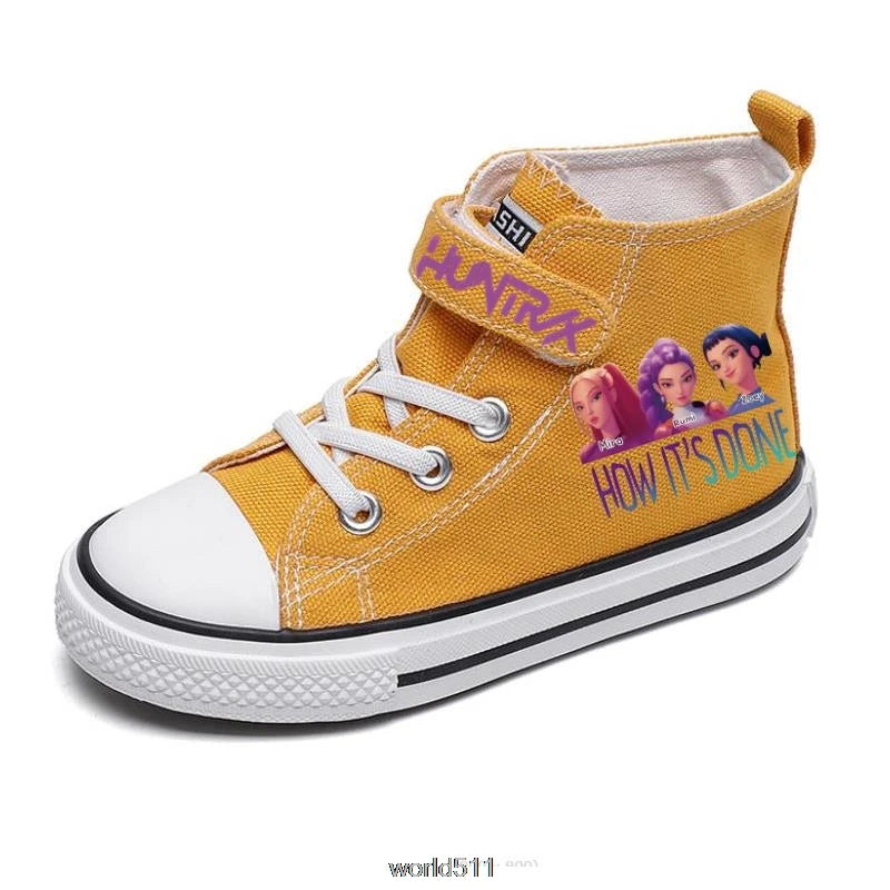 Children's Canvas Sneakers KPop Demon Hunters Fashion Student Shoes Boys Girls Outdoor Sport Shoes Sneakers Kids Casual Shoes