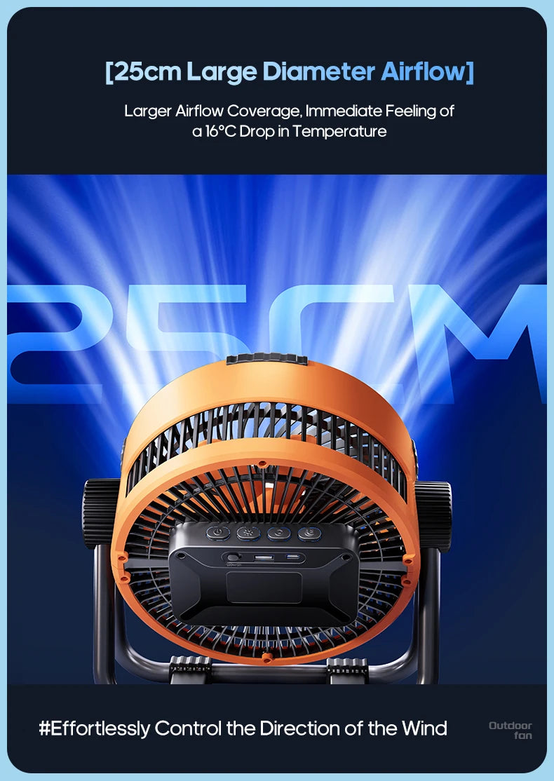6 in 1 Desktop Fan 20000mAh Outdoor Camping Fan Air Circulator 4 Speed Adjustment Wireless Tent Ceiling Fan