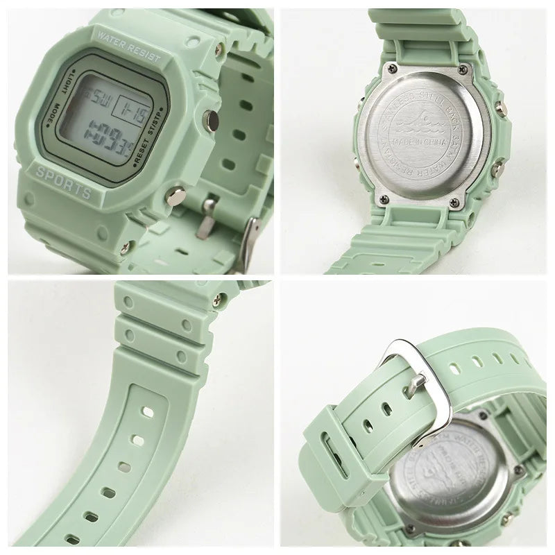 YIKAZE Sports Watch Boys Girls Student LED Electronic Watch Colorful Men Women Square Digital Watches Waterproof Rubber Clock